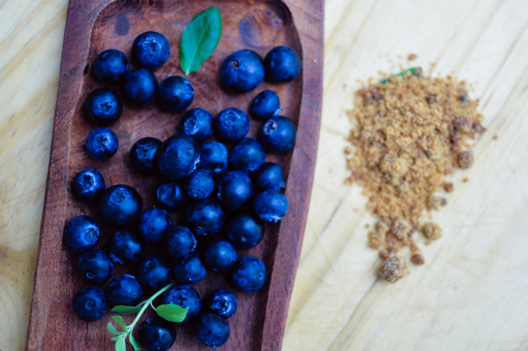 top view of blueberries with organic sugar