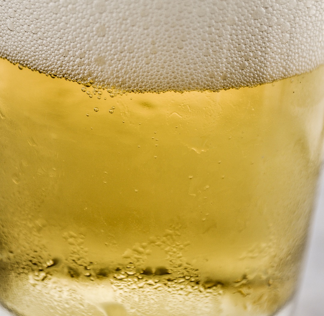 close-up texture of a cold beer glass