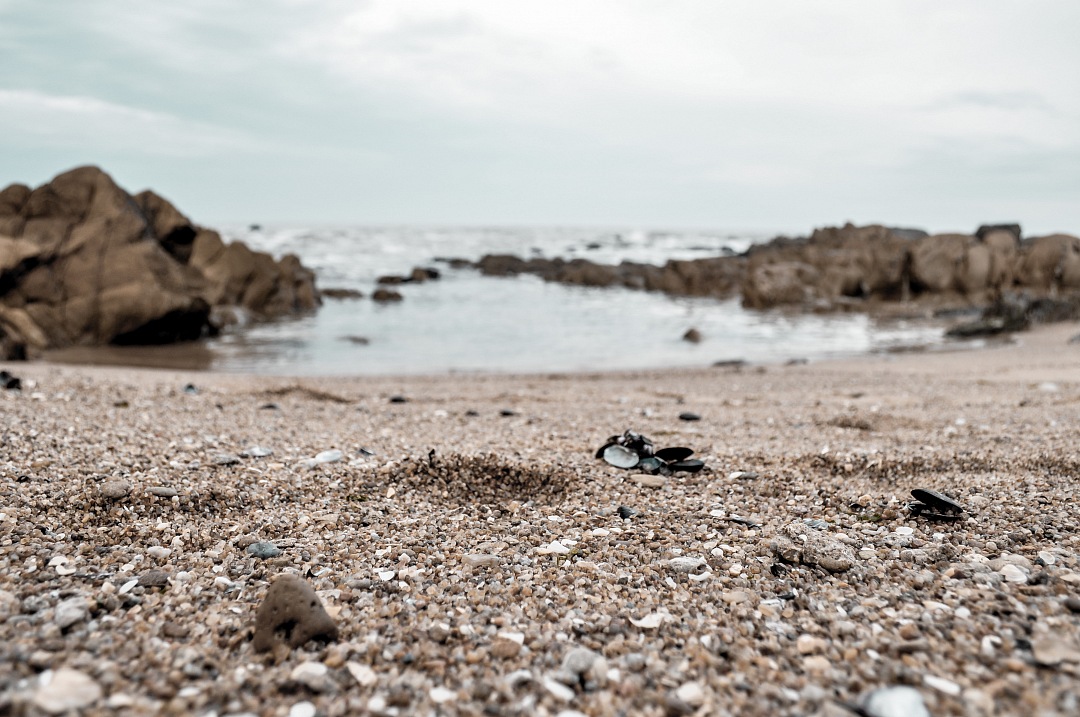a beach with rocks and pebbles on it