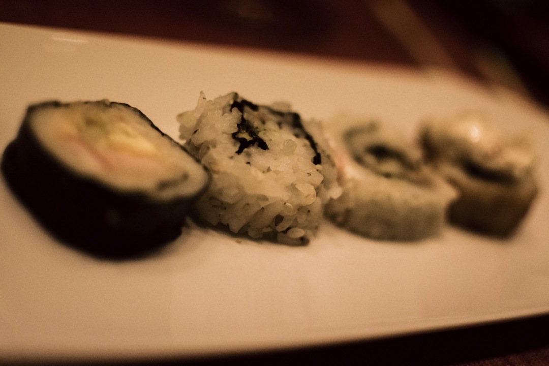 sushi plate with out focus