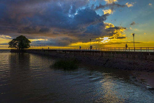 Sunset in Olivos port of boats