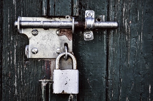 antique rural door with lock