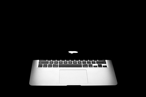 Front View macbook air on black background