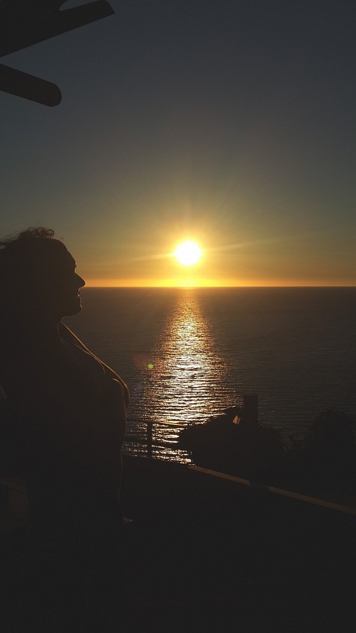 woman sunset silhouette