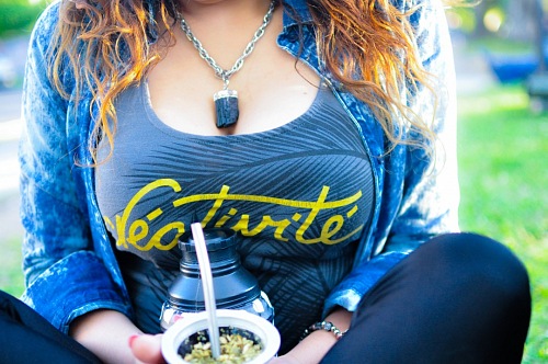 Latin Woman drinking mate