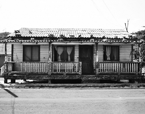 vintage house over road