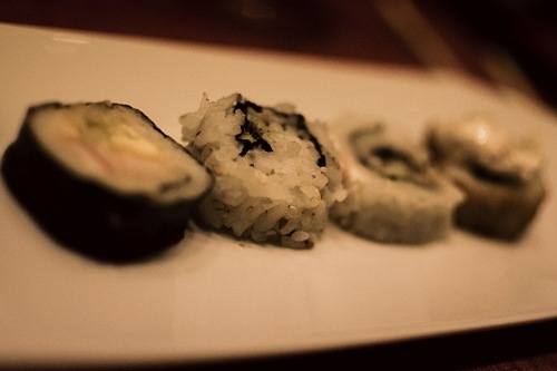 sushi plate with out focus