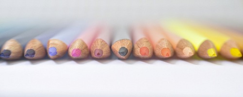 line of color pencils focus