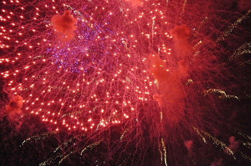 Red Fireworks Display